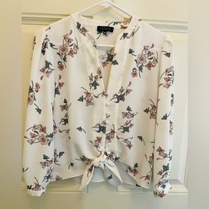 Long sleeve white floral blouse